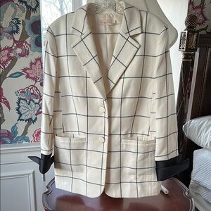 Cream and Black Checkered Blazer